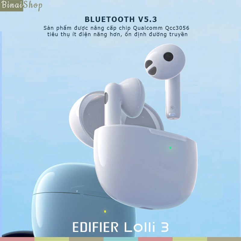 Edifier Lolli3 - Tai Nghe Bluetooth True Wireless, Qualcomm AptX, Snapdragon Sound , Bluetooth V5.3, Nhận Cuộc Gọi, Chống Ồn Tốt. Hàng chính hãng