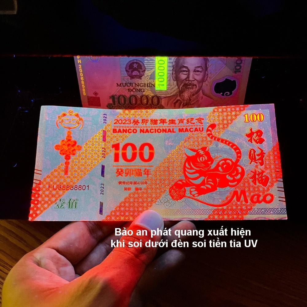Lì Xì Độc - Tờ tiền 100 Macao hình con Mèo 2023 , kèm bao lì xì sang chảnh