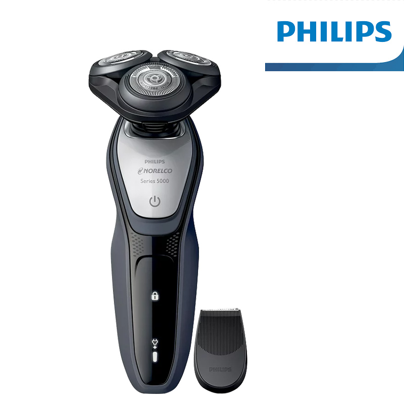 Máy cạo râu khô và ướt Philips Norelco S5290/88 Series 5000 có đầu tỉa tóc mai và ria mép - Hàng nhập khẩu