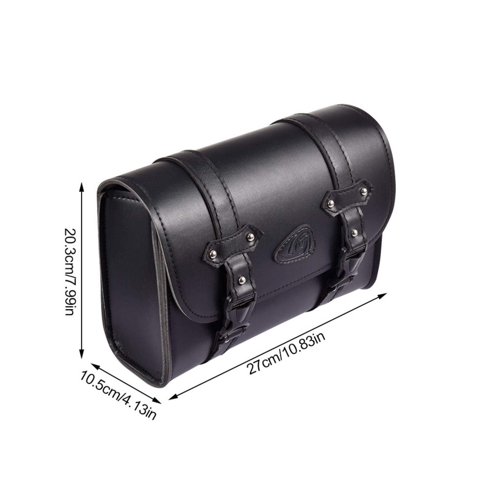 Túi yên xe máy làm bằng da, túi bên xe máy màu đen không trọng lượng với 2 dây đai lắp ráp