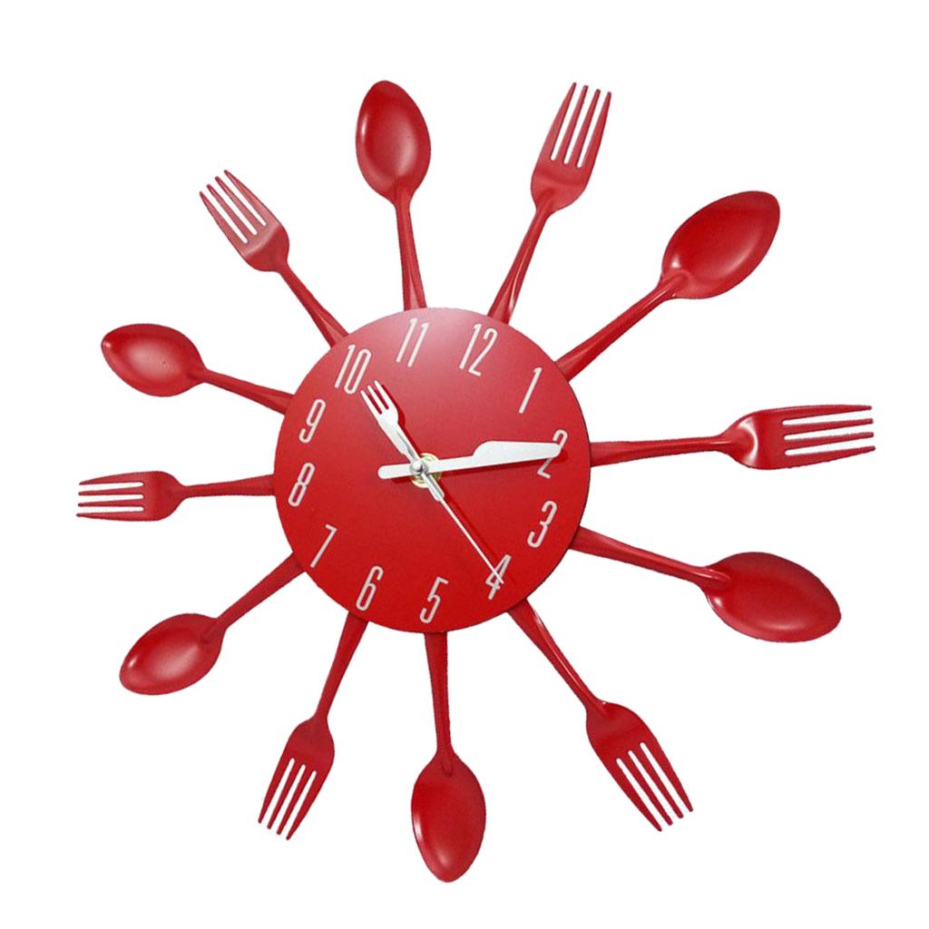Kitchen Wall Clock Spoon Fork Wall Wall Sticker Room Home Decoration