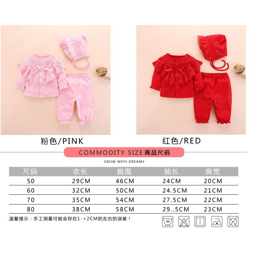 Bộ set 3 sơ sinh tiểu thư đầy tháng/thôi nôi bé gái 0-12m