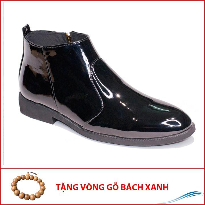 Giày Boot Nam Cổ Chun Da Bóng Màu Đen Sang Trọng Và Phong Cách - CB520-BONGCHUN(GB)-Kèm Vòng Gỗ Bách Xanh