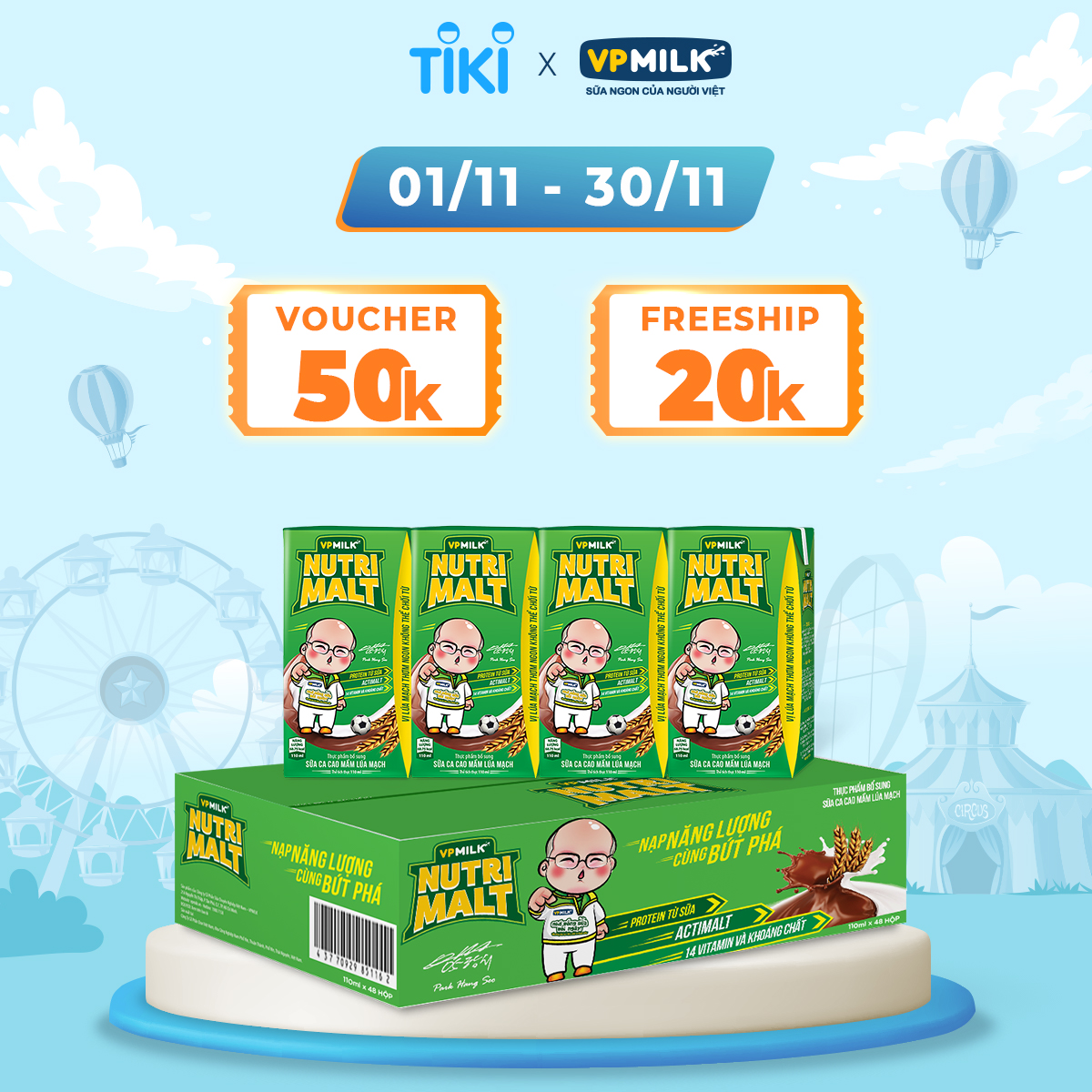 Sữa Ca Cao Mầm Lúa Mạch Đen – VPMilk Nutrimalt Hộp 110ml