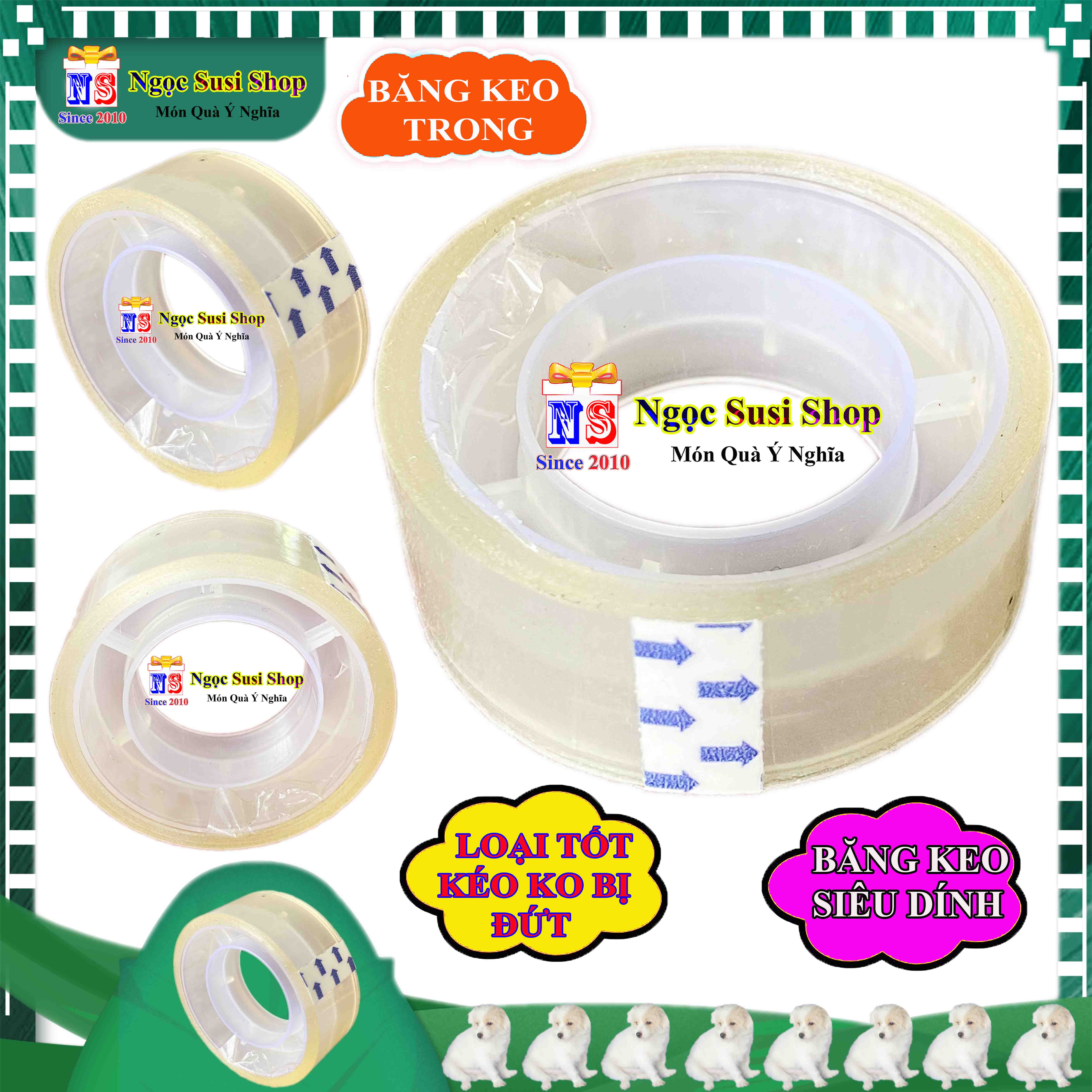 COMBO 2 CUỘN BĂNG KEO TRONG NHỎ 0.4CM 10G SIÊU DÍNH - CUỘN BĂNG DÍNH TRONG