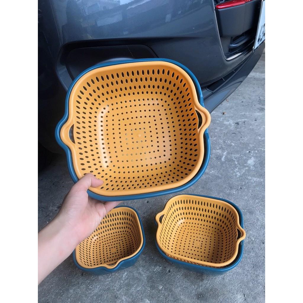 Bộ 6 món rổ nhựa đựng đồ ráo nước, bộ rổ nhựa kèm chậu