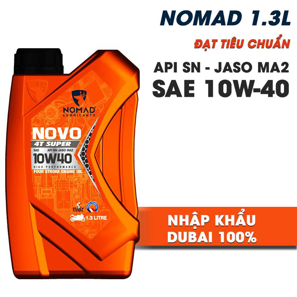 NHỚT DÀNH CHO RAIDER- SATRIA  - NHỚT TỔNG HỢP TOÀN PHẦN 100% NOMAD 1.3L - API SN - JASO MA2 - SAE 10W40