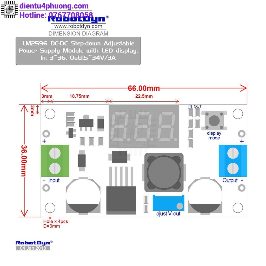 Module Giảm Áp DC-DC LM2596 Có LED Hiển Thị