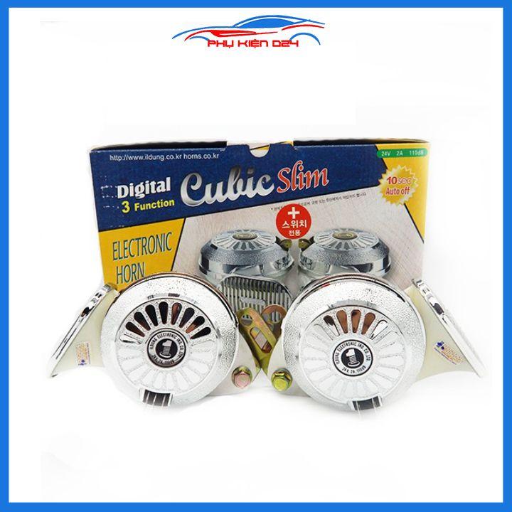 Còi ngân Seoul kèn ngân hàn quốc 3 tiếng cho ô tô xe máy mạ crom điện áp 12v/24v