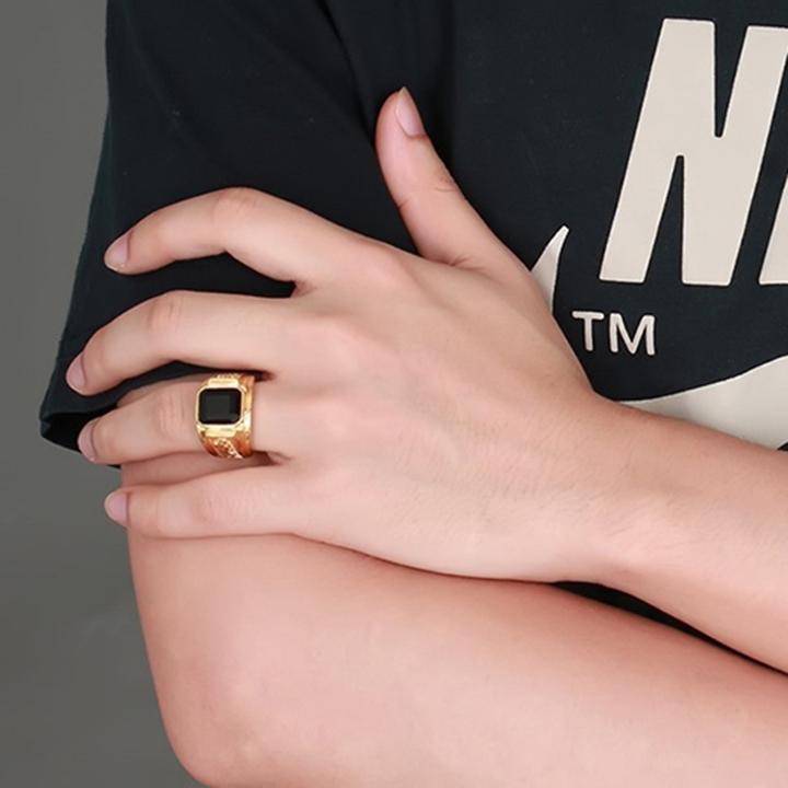 Nhẫn nam titan thời trang chạm rồng 2 bên trangsucpt đá xanh lá màu mạ vàng thép không gỉ PTNNA253 - SIZE 8