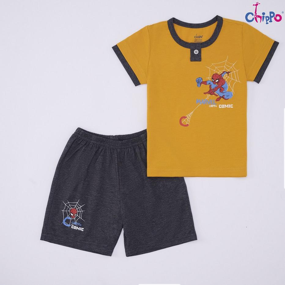 Set bộ hè họa tiết Người Nhện Chippo chất liệu 100% Cotton áo đồ bộ cho bé Trai từ 1 đến 5 tuổi (10-19Kg