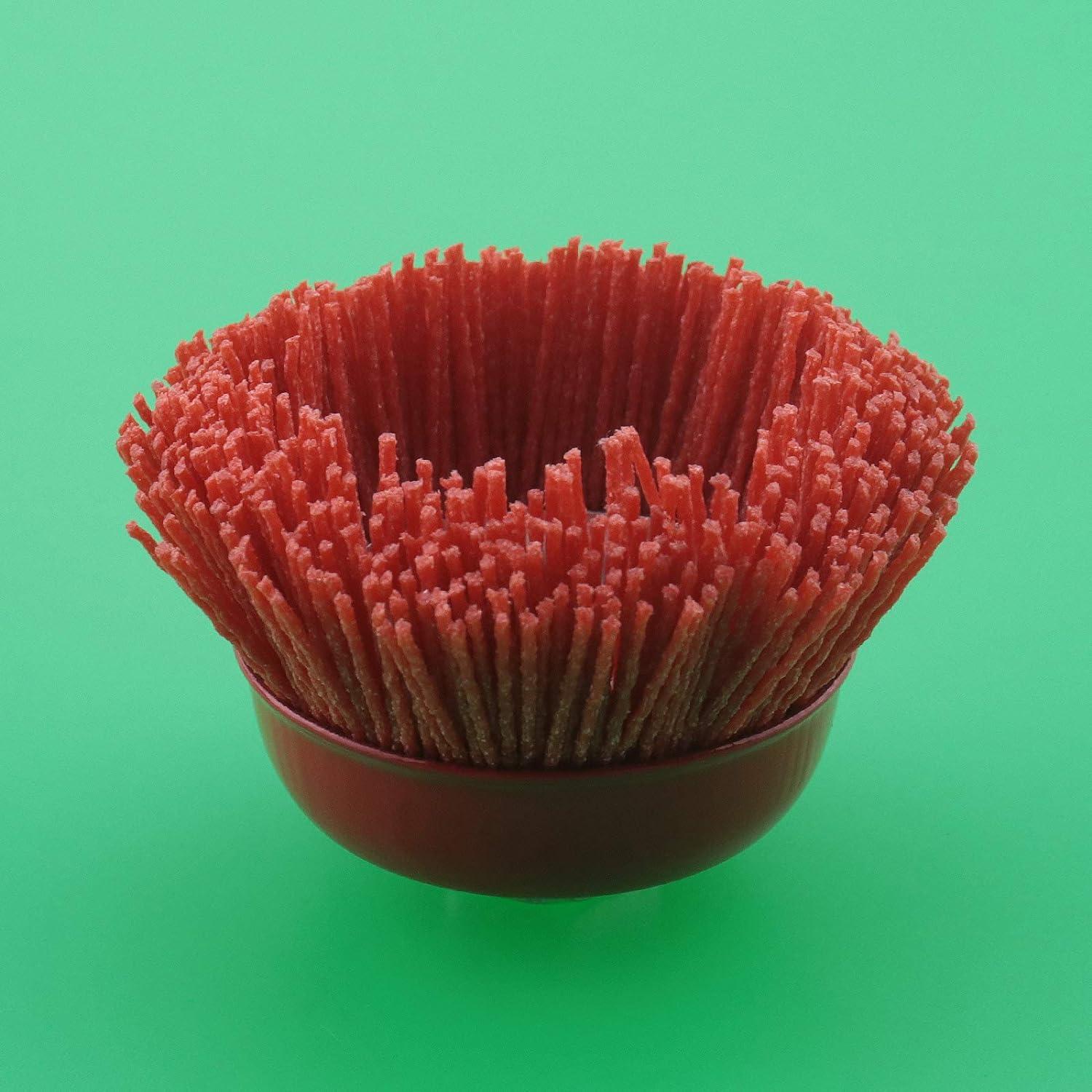 2 gói Bàn chải sợi nylon mài mòn 75mm - M14 x 2 Sợi bên trong - Để đánh bóng, làm sạch, mài và  rỉ sét kim loại - Đỏ