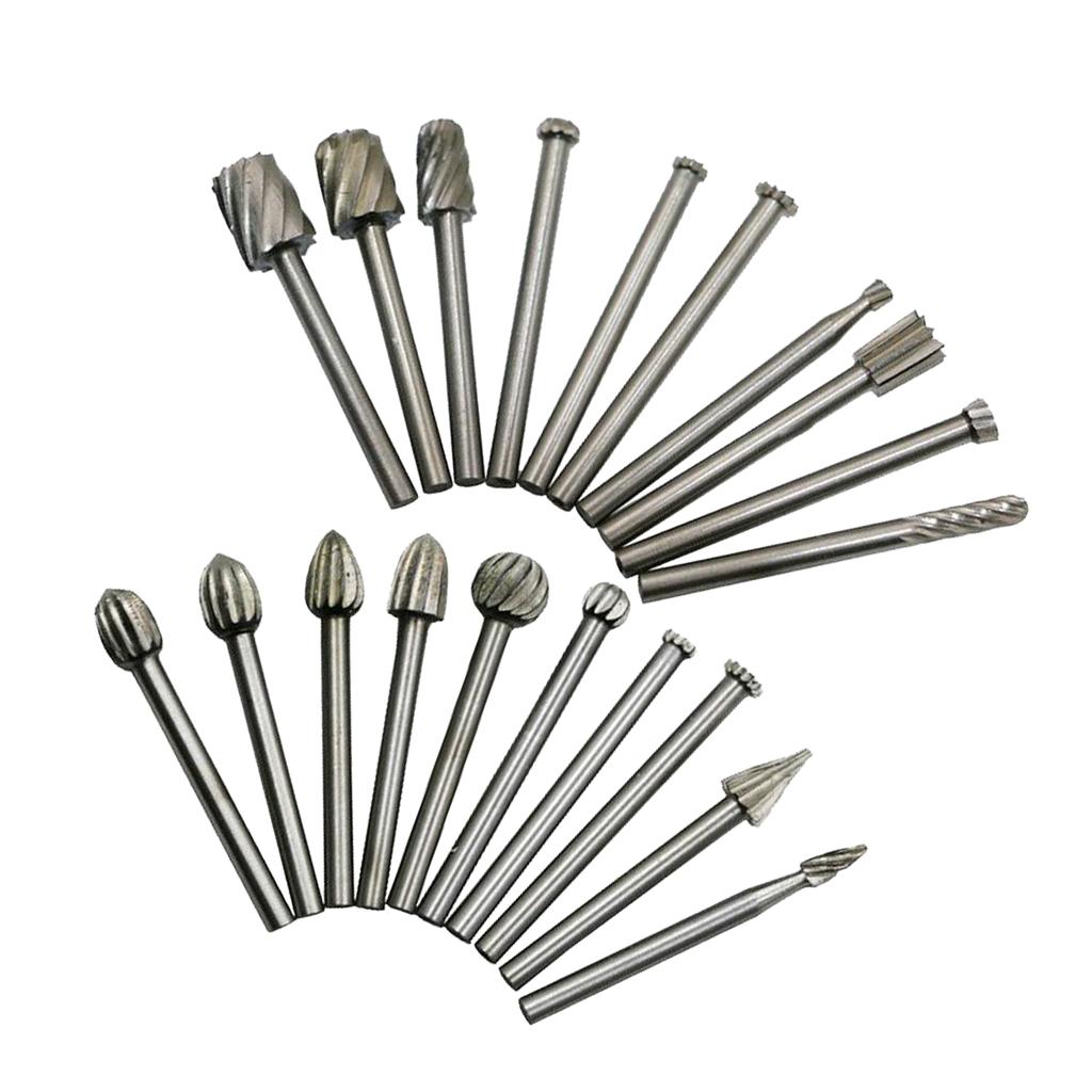 20pcs HSS Steel Burr 3MM Shank Rotary Cutter File Set Die Grinder Drill Bit