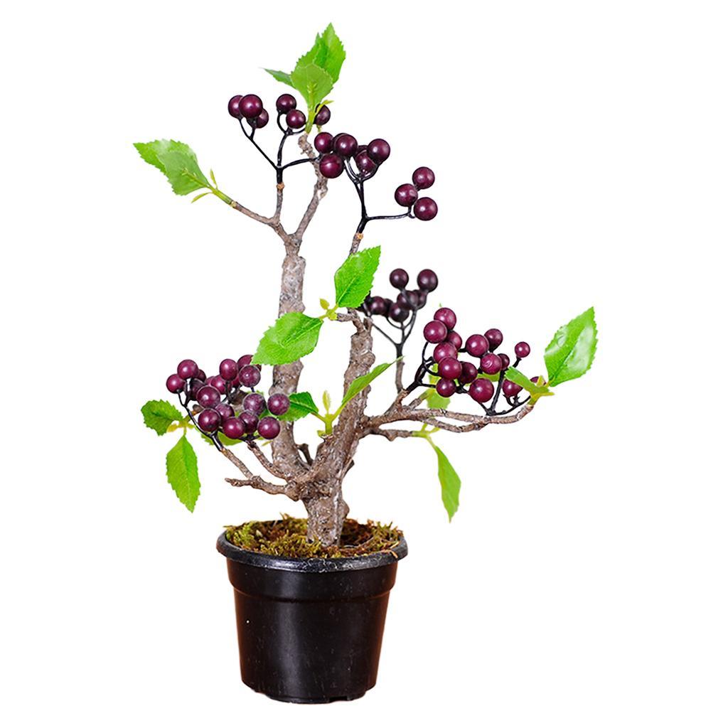 Artificial Fruit Tree Bonsai Green Leaf Realistic Potted Plants Rubber Balls