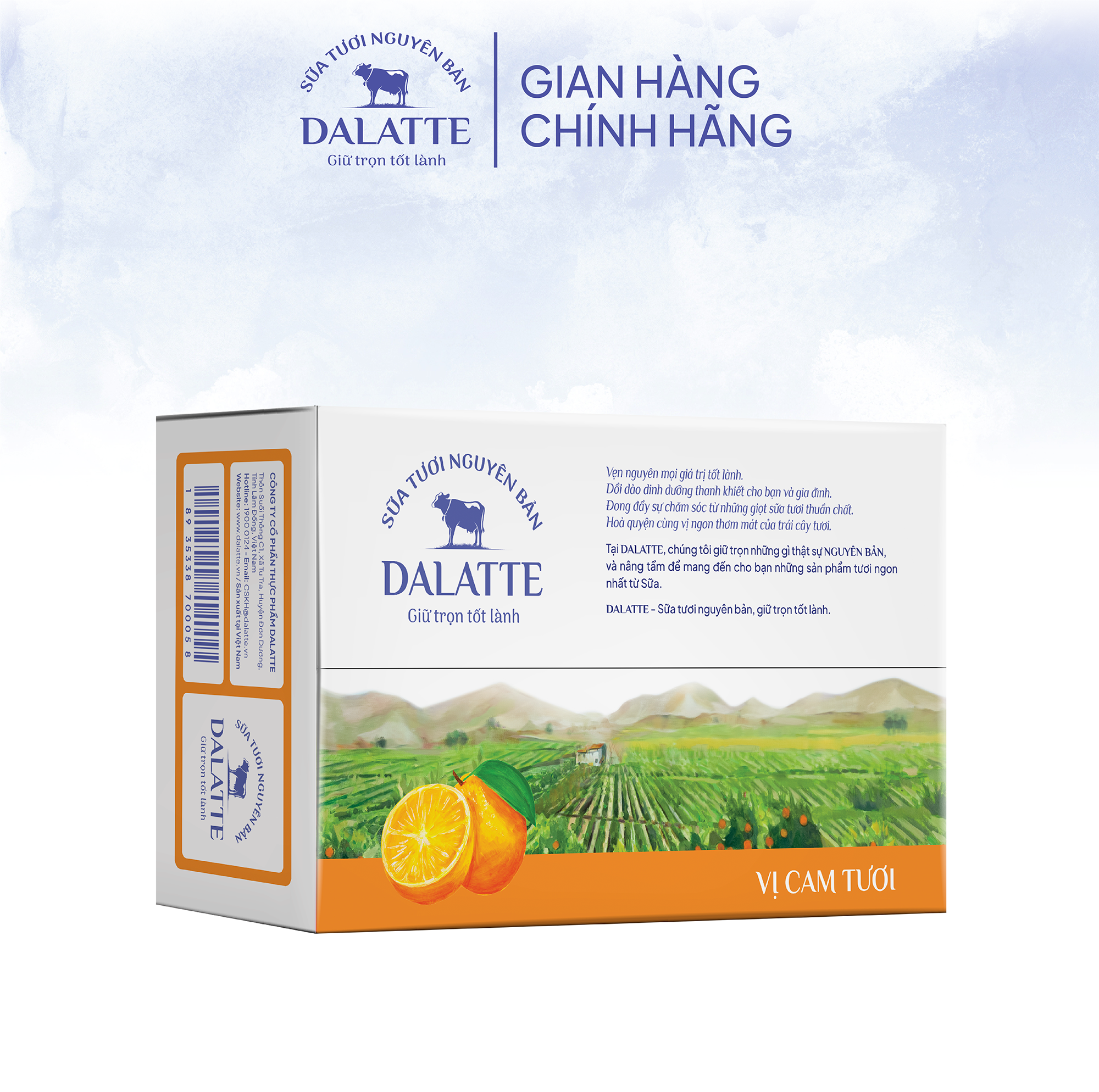 Thùng 48 hộp DALATTE 170ml SỮA TƯƠI NGUYÊN BẢN tiệt trùng - Vị