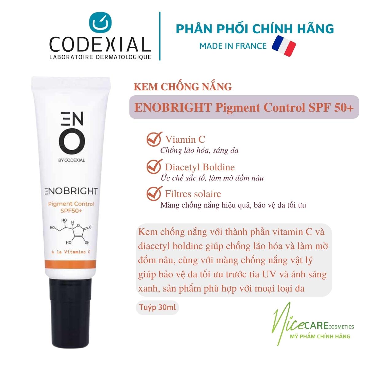 Kem Chống Nắng Ngừa Sạm Da Enobright Pigment Control SPF 50+ By CODEXIAL - Pháp