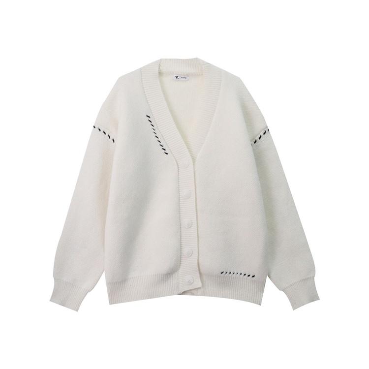 Khoác Len Cardigan | Áo Cardigan Len Trắng Thu Đông Cổ V Chất Len Lông Phong Cách Hàn Quốc, Thời Trang Ulzzang