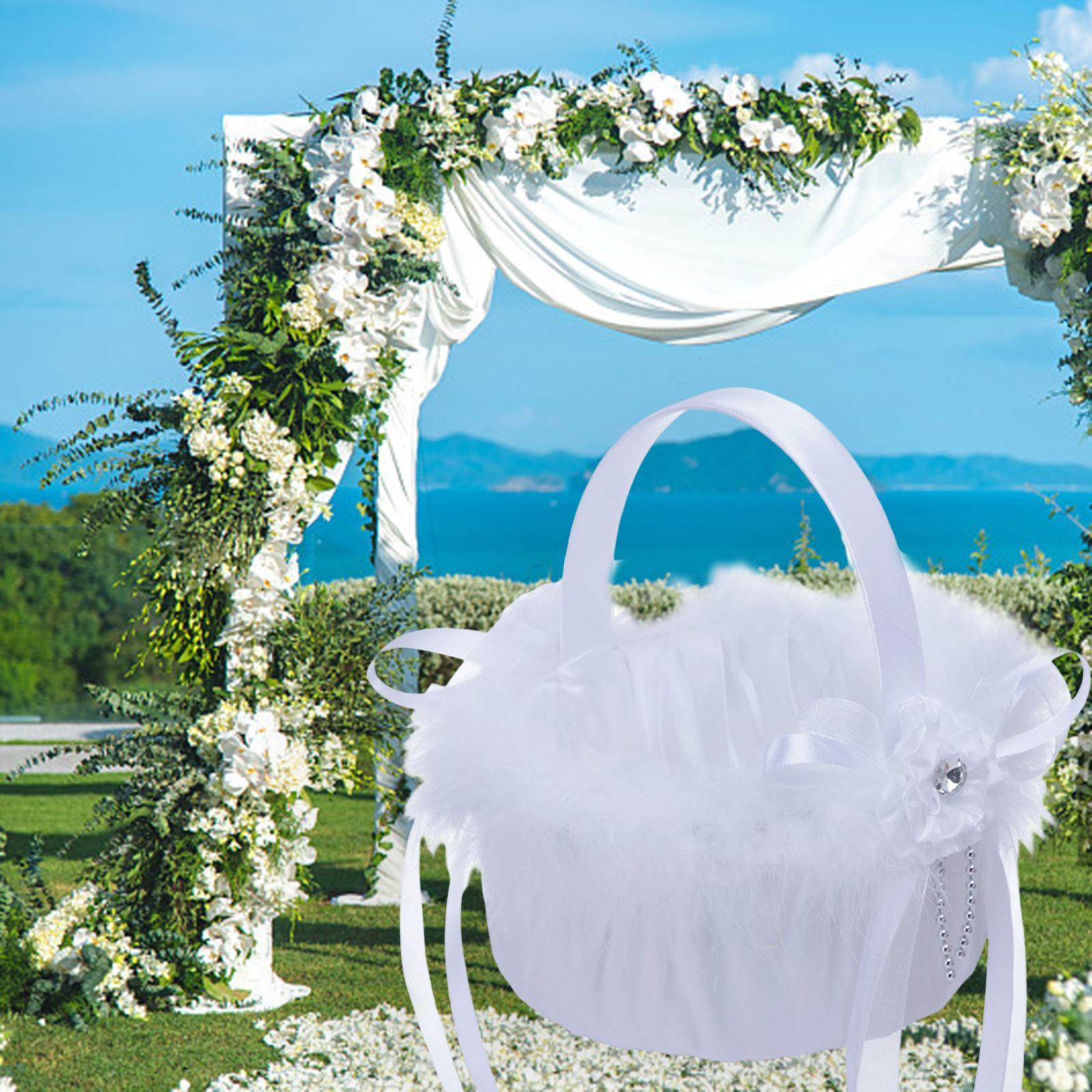 Flower Girl Basket Decor Elegant Multipurpose for Bridesmaid Bride Ceremony