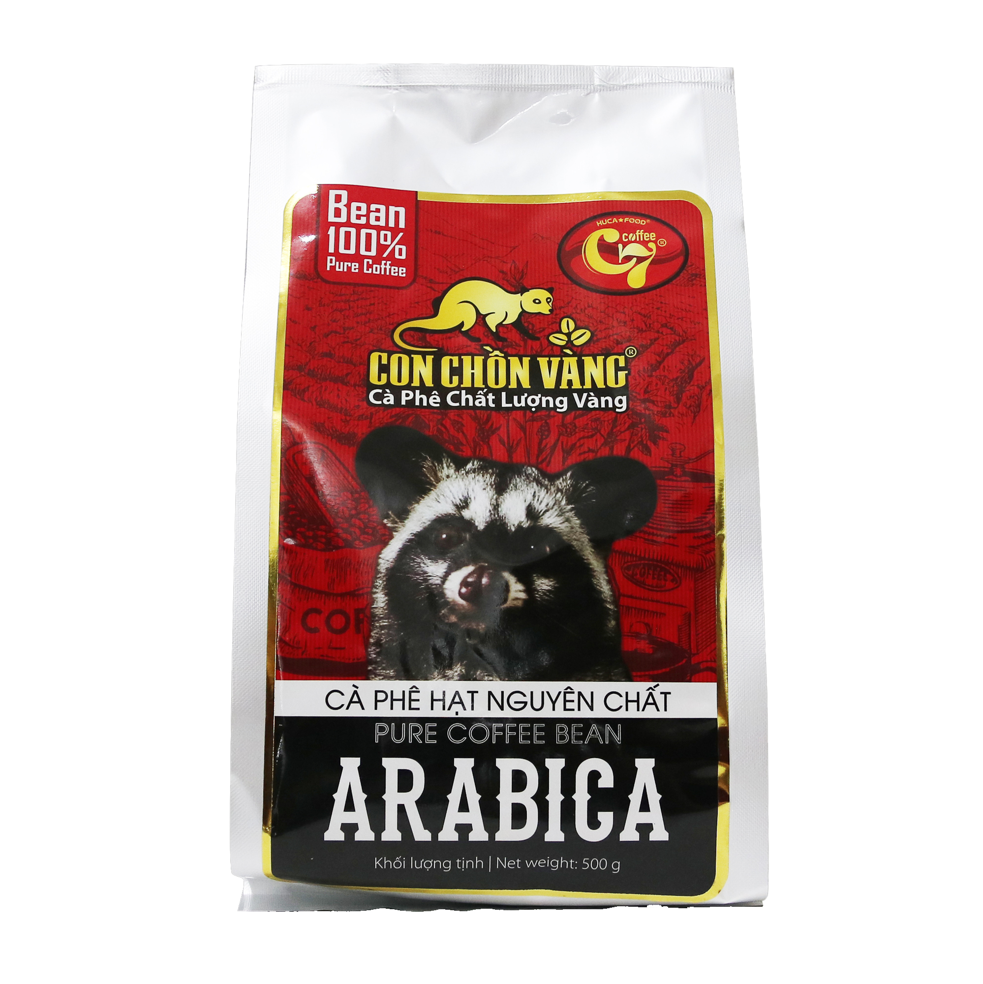 Cà Phê Hạt Arabica Rang Mộc 100% Nguyên Chất Con Chồn Vàng - Túi 500Gr