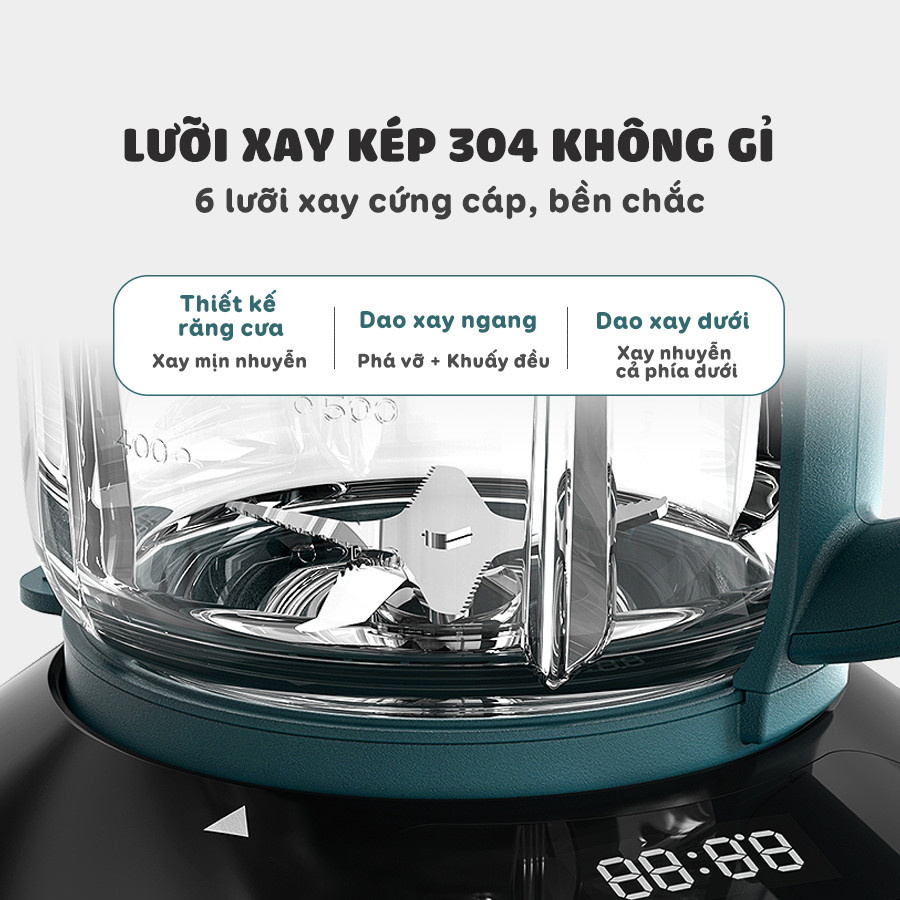 [Hàng Chính Hãng]Máy xay, nấu sữa hạt Bear PBJ-B06W1 màu xanh cổ vịt, xay, nấu nhiều loại thực phẩm dễ dàng với 6 tính năng chọn sẵn: làm sữa hạt, nấu cháo, nấu súp, xay sinh tố, cối thủy tinh dày chịu nhiệt tốt, hộp chống ồn cách âm giảm rung hiệu quả