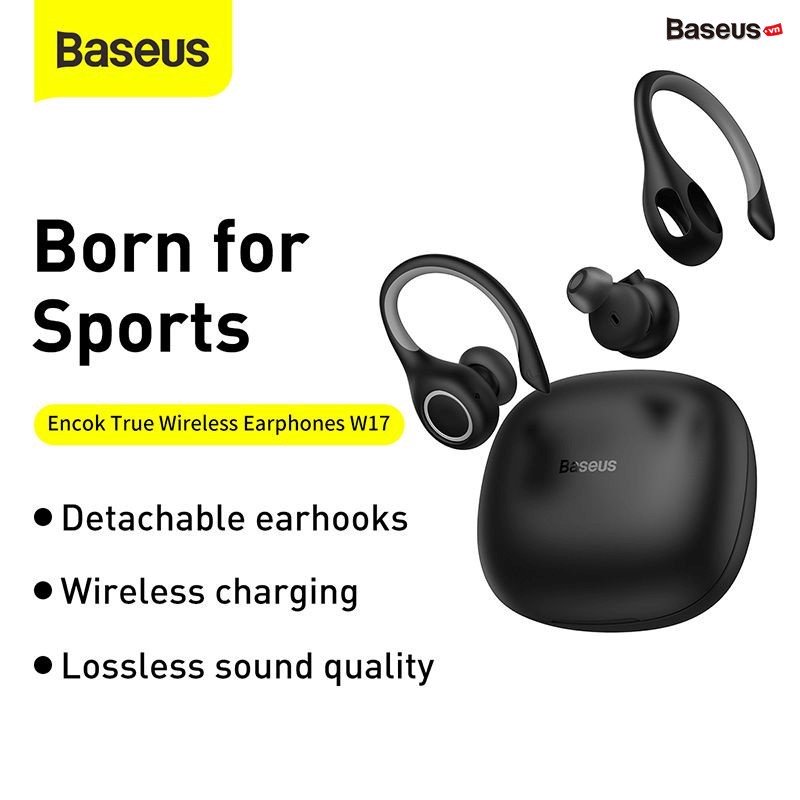 Tai nghe thể thao không dây Baseus Encok True Wireless Earphones W17 ( Bluetooth 5.0 , IP55 Waterproof, 5 - 30h sử dụng, Wireless Charging )HÀNG NHẬP KHẨU