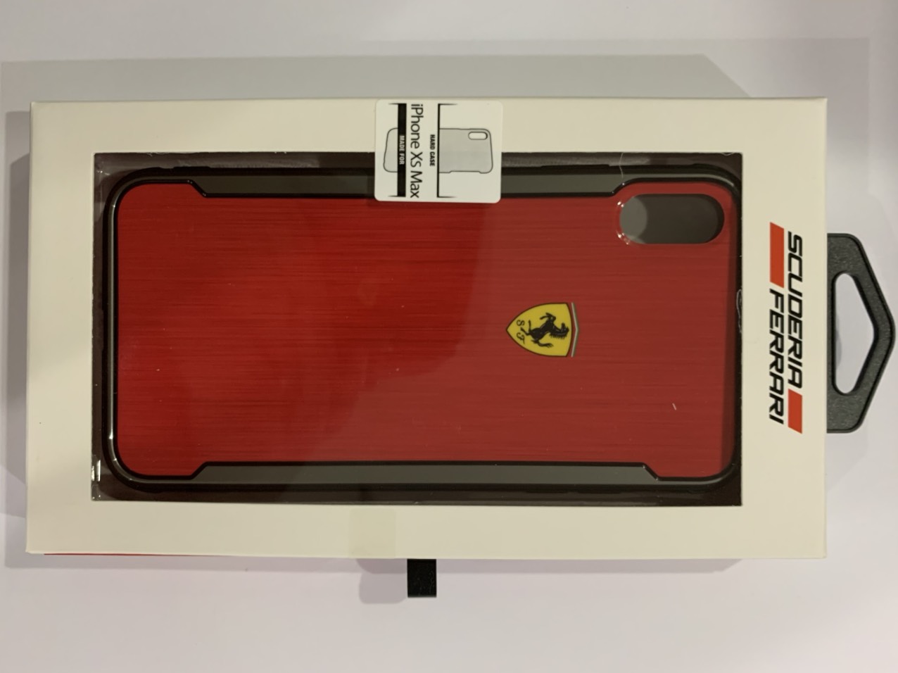 Ốp lưng dành cho Iphone XsMax, hiệu Ferrari, nhôm xước, hàng nhập khẩu nước ngoài