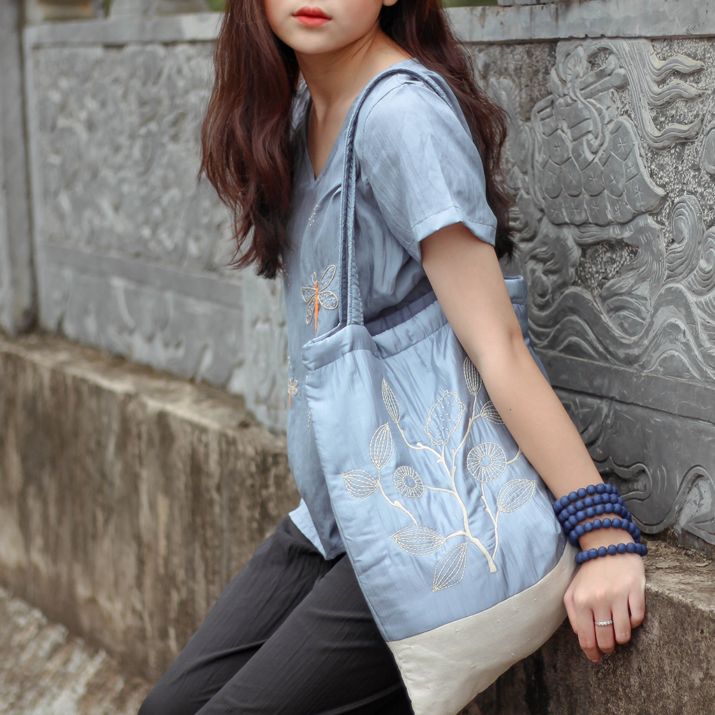 Túi Tote Lụa Tơ Tằm Thêu Tay