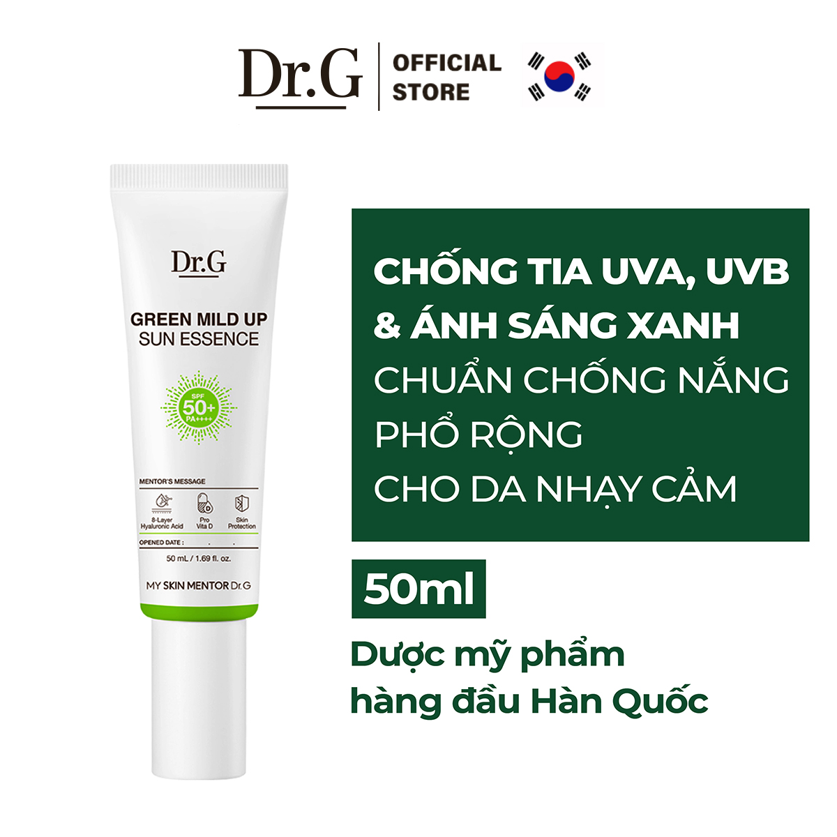 Combo Dr.G Kem Dưỡng R.E.D Blemish Clear Soothing Cream 70ml và Dr.G  Kem chống nắng Green Mild Up Sun Essence 50ml