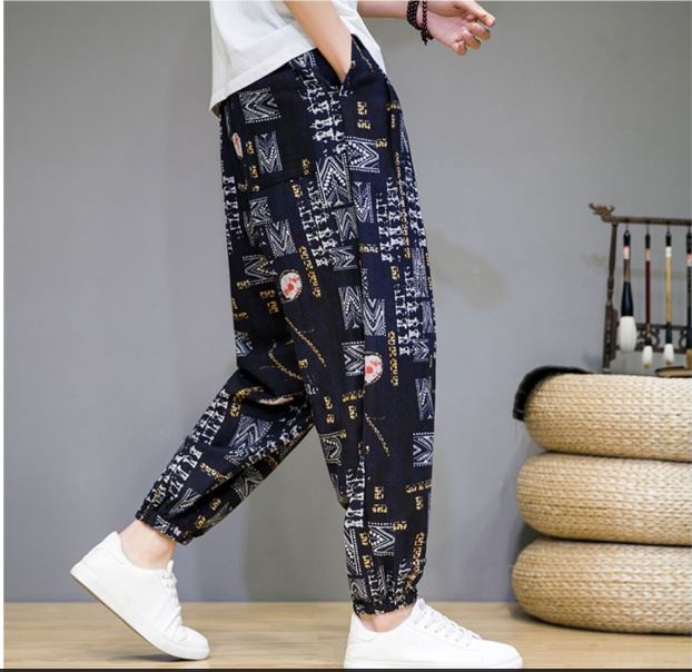 Quần Jogger Nam Chất Thô Đũi Họa Tiết