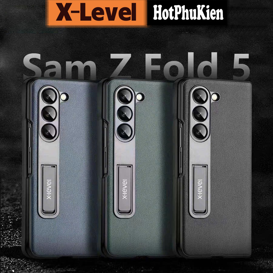 Ốp lưng da kiêm giá đỡ cho Samsung Galaxy Z Fold 5 hiệu X-Level Utmost Plain Series - Chống sốc, chất liệu vải cao cấp, trang bị khả năng chống va đập cực tốt - Hàng nhập khẩu