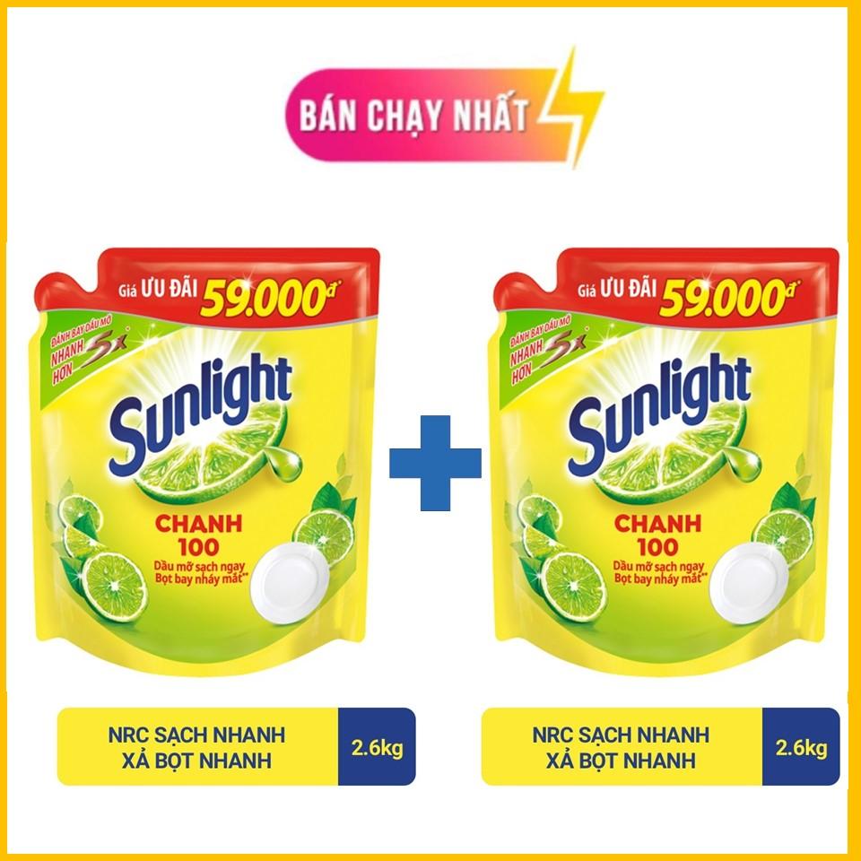 COMBO 2 Túi Nước rửa chén Sunlight Chanh 100 Túi 2.6kgX2