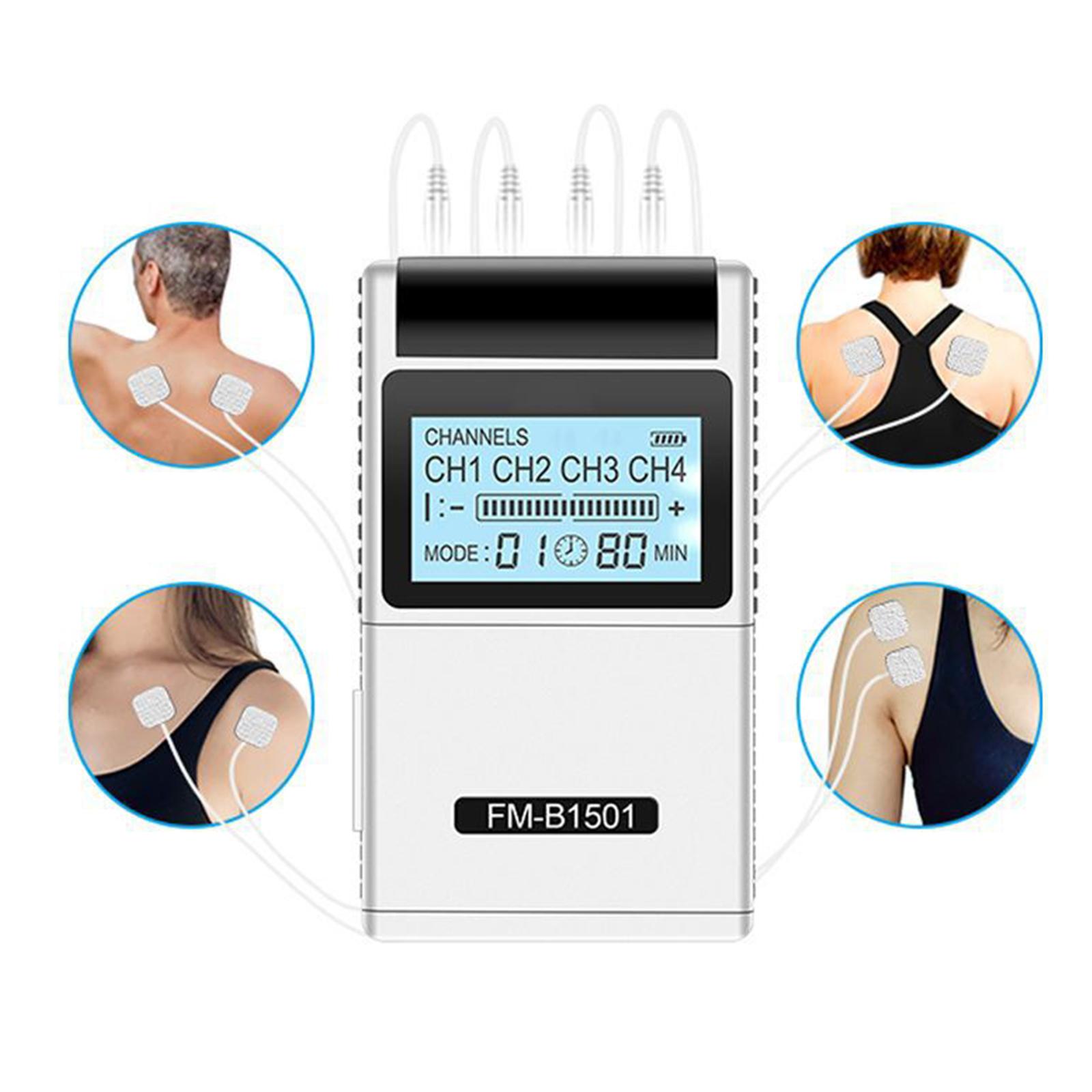 TENS EMS Muscle Stimulator 15 Modes&4 Outputs 8 Pad for Natural Pain Relief Electric Pulse Impulse Mini Massager Machine