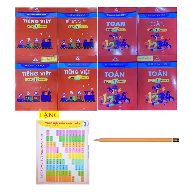 Sách - Combo 8 cuốn Hướng dẫn học toán + tiếng việt lớp 1