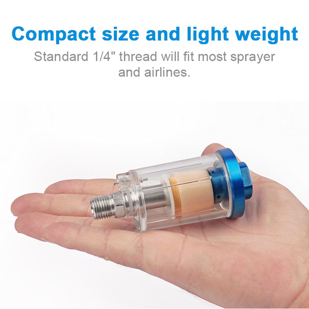 Mini 1/4'' Water Oil Separator Inline Air Hose Filter Moisture Trap Compressor Sprayer Pneumatic Painting Spraying Tool