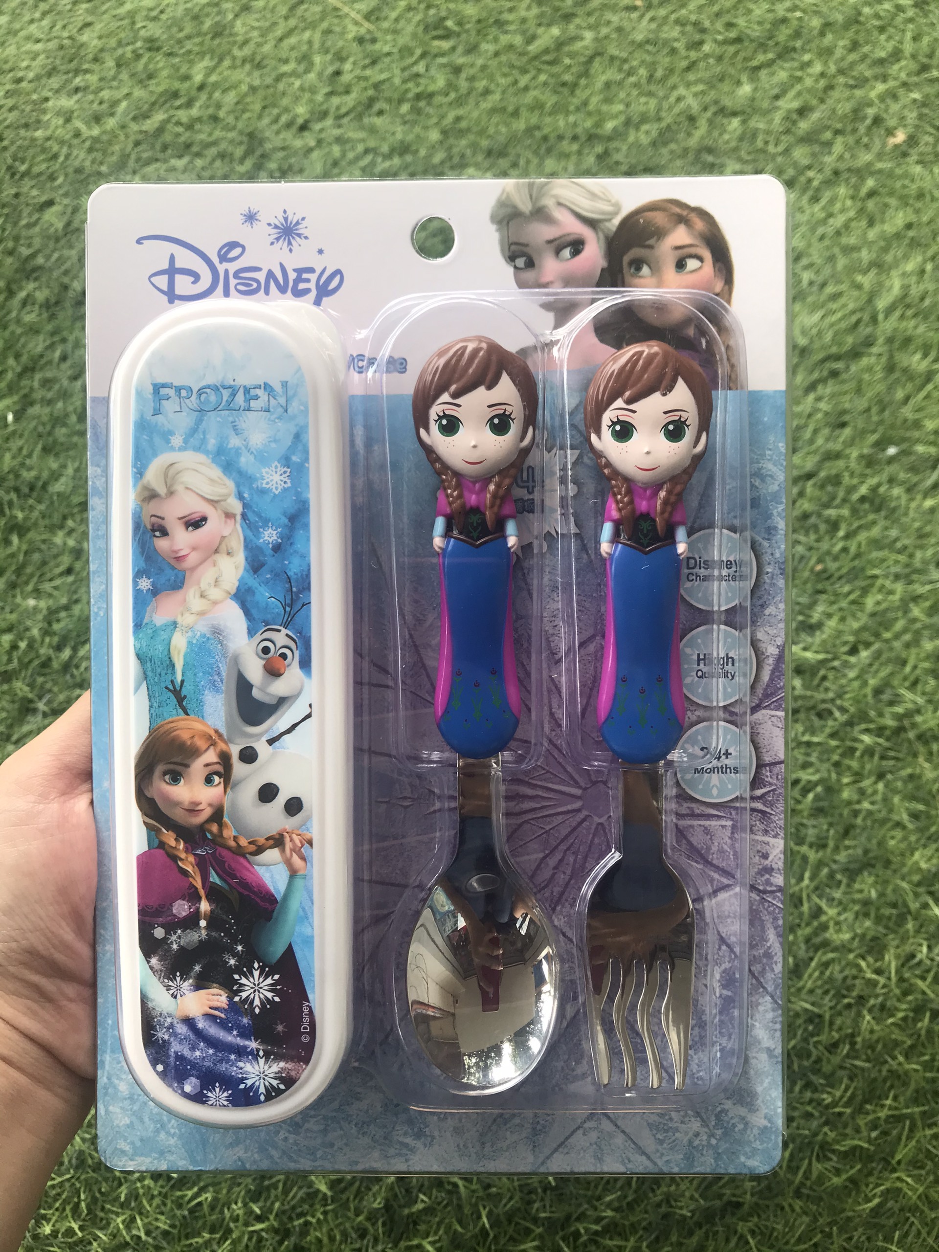 Set muỗng , nĩa inox 3D kèm hộp đựng hình công chúa Anna Frozen siêu xinh cho bé gái - PDP2229