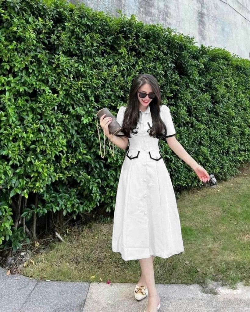 ĐẦM MIDI CỔ SƠMI VIỀN 13297