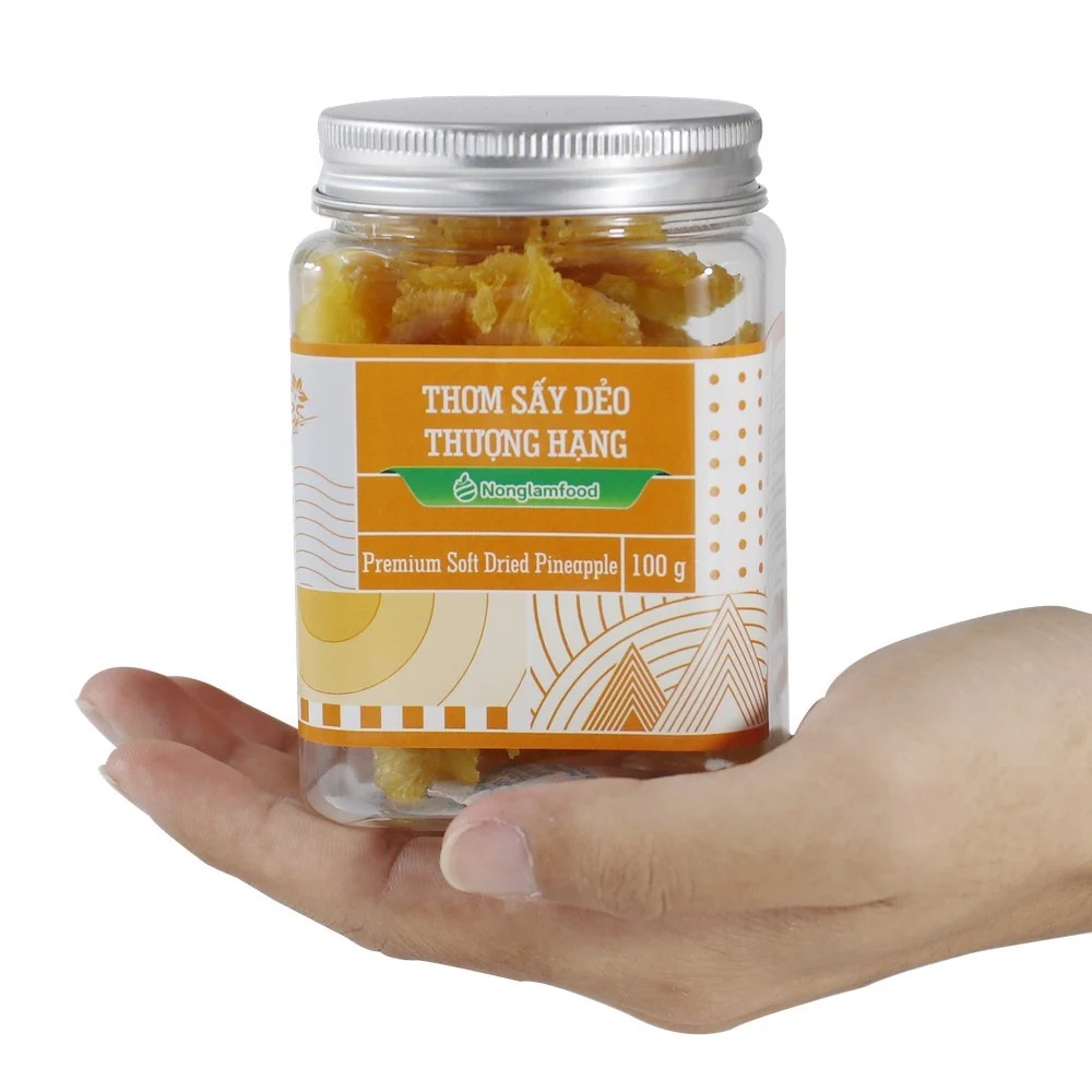 [HẠT MỨT TẾT 2024] Thơm Sấy Dẻo Thượng Hạng Nonglamfood hũ 150g- Premium Soft Dried Pineapple | Quà tặng cao cấp Xuân Giáp Thìn cho người thân, bạn bè, doanh nghiệp