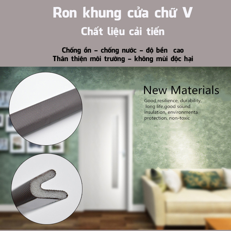 1 Mét Ron Chữ V Lấp Kín Che Khe Hở Khung Cửa Chống Ồn Thoát Hơi Cách Âm Ngăn Bụi Côn Trùng Giảm Chấn Legaxi