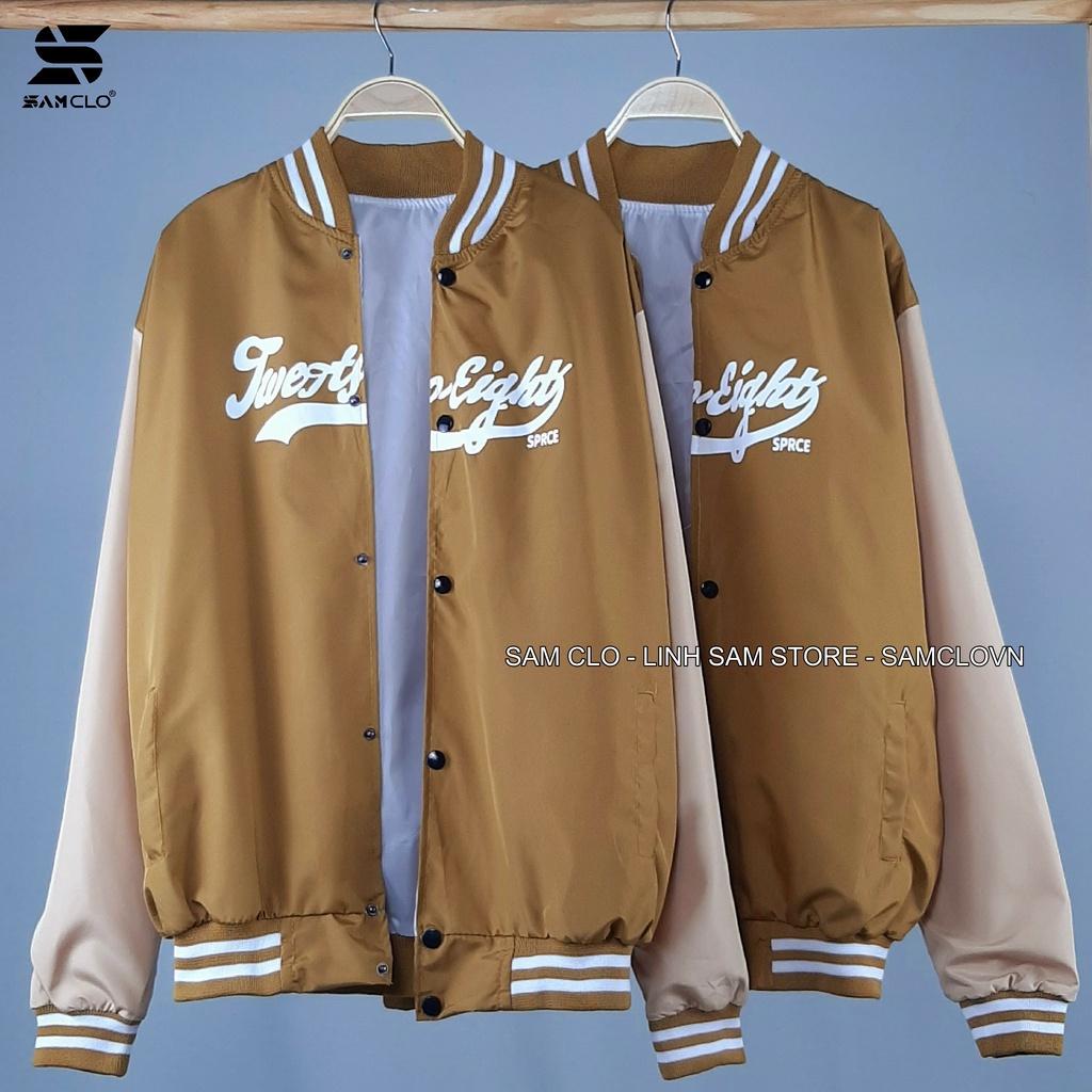 Áo khoác dù 2 lớp nam nữ SAM CLO - Áo khoác gió bomber phong cách bóng chày form rộng unisex mặc cặp in chữ TWENTY EIGHT
