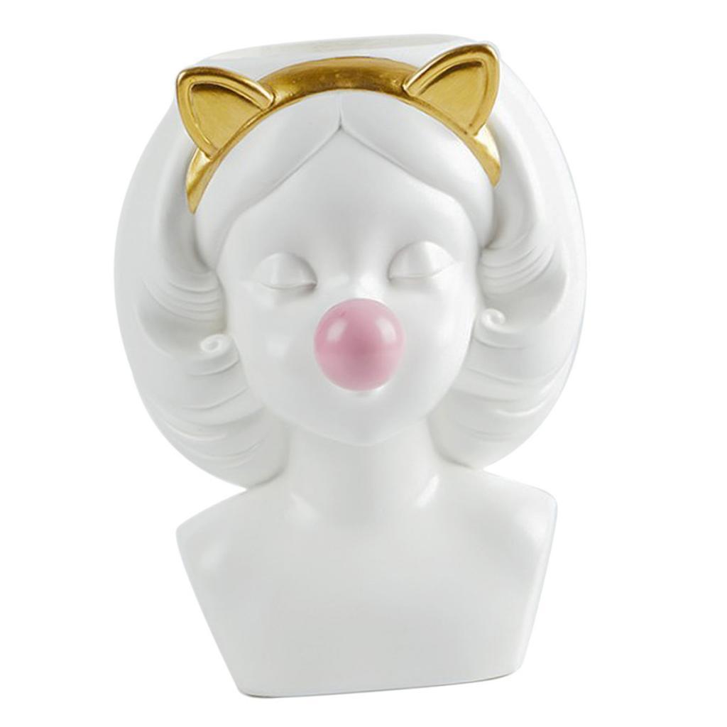 Adorable Girls Blow Bubbles Cactus Plant Pot Flower Pot Container Planter White