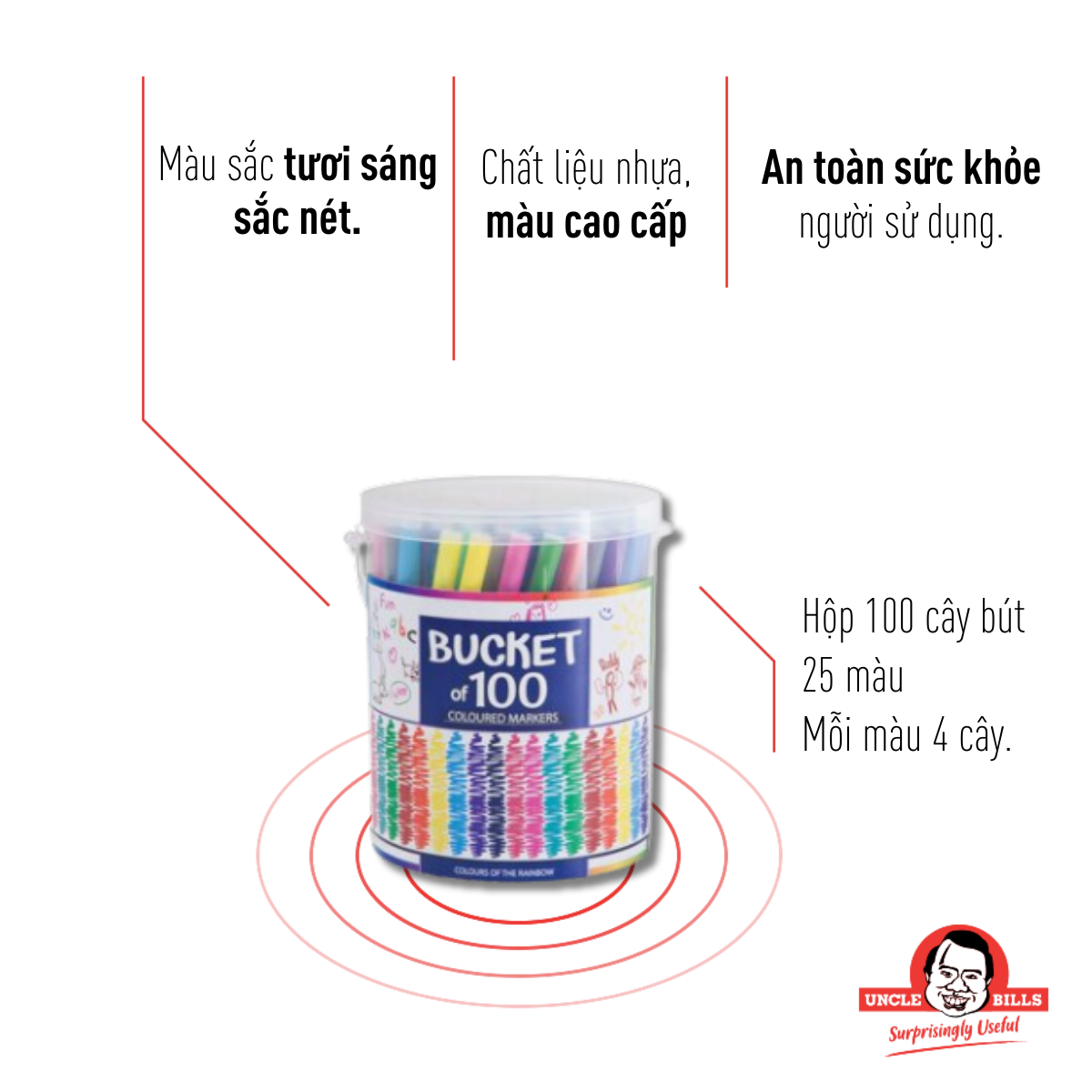 Hộp 100 cây viết lông Uncle Bills SE0381