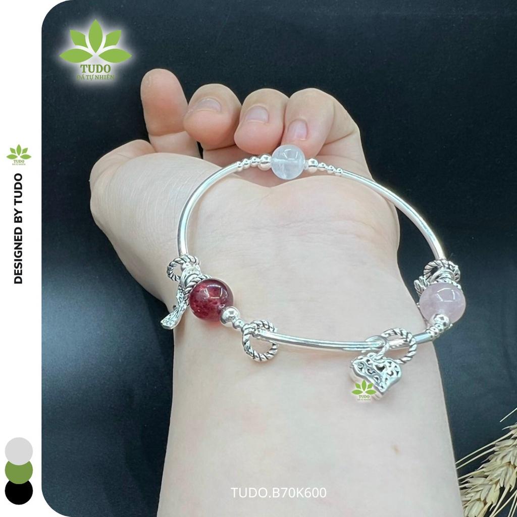 Vòng Tay Nữ Đẹp - Vòng Phong Thủy Đa Mệnh TUDO VCBTADH VCBTAH AG925 B70K600 Charm Trái Tim, Thiên Thần - Tình Duyên