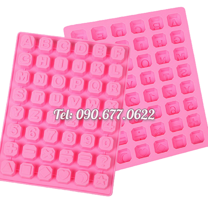 Khuôn silicone làm bánh, rau câu, socola 24 chữ cái, 10 số, ký tự - Mã số 1136