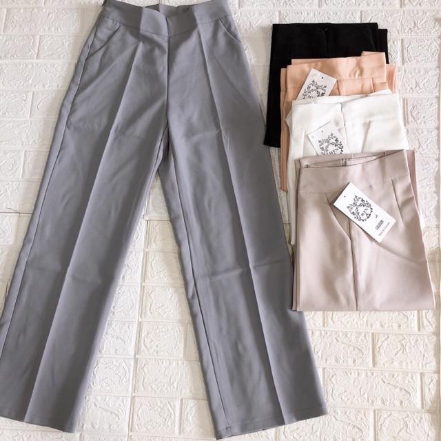 Quần ống suông nữ cạp cao tôn dáng sang chảnh dáng tiểu thư culottes