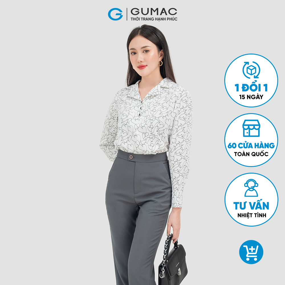 Áo sơ mi nữ GUMAC AC07030 chất liệu Lụa Mango bâu danton lịch sự