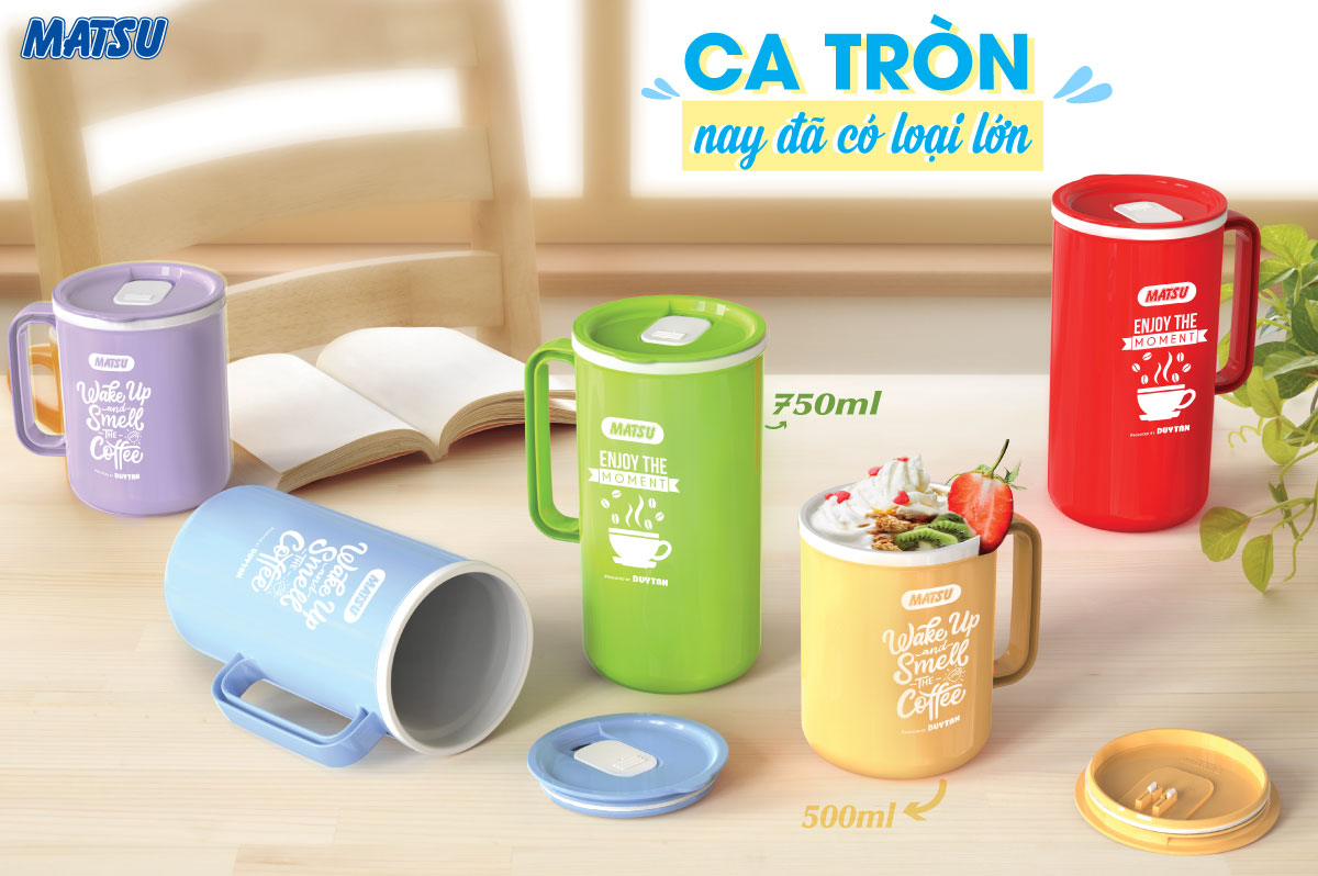 Ca tròn nhựa DUY TÂN Matsu 500ml - No.1233- Giao màu ngẫu nhiên