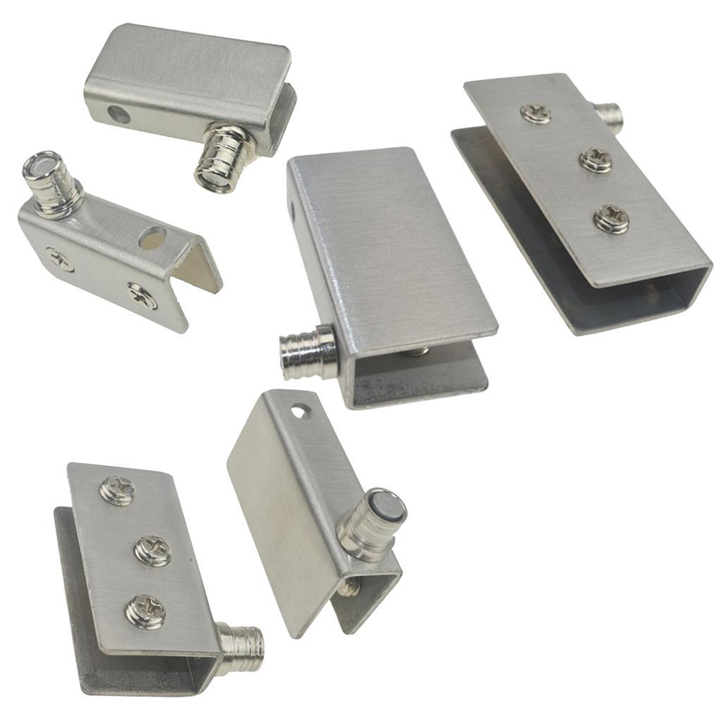 2-20pack 2PCS Stainless Steel Door Glass Pivot Clamps Cabinet Door Hinge S
