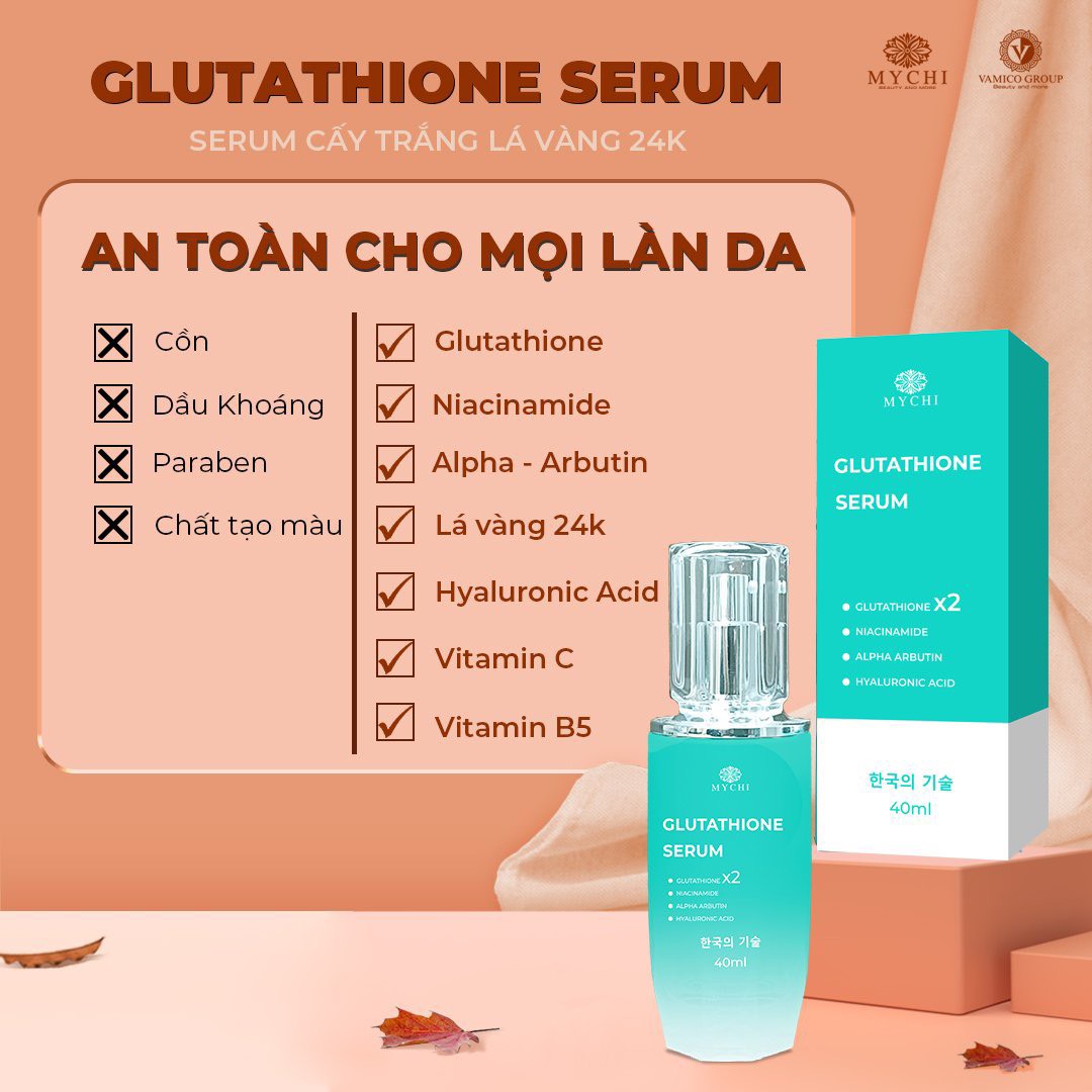 Serum Mychi - Serum cấy trắng lá vàng 24k  glutathione