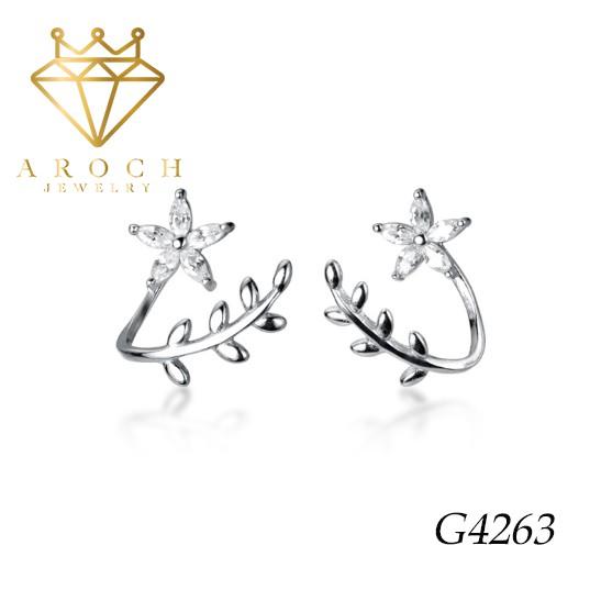 Khuyên tai bạc Ý s925 hình cánh hoa G4263 - AROCH Jewelry