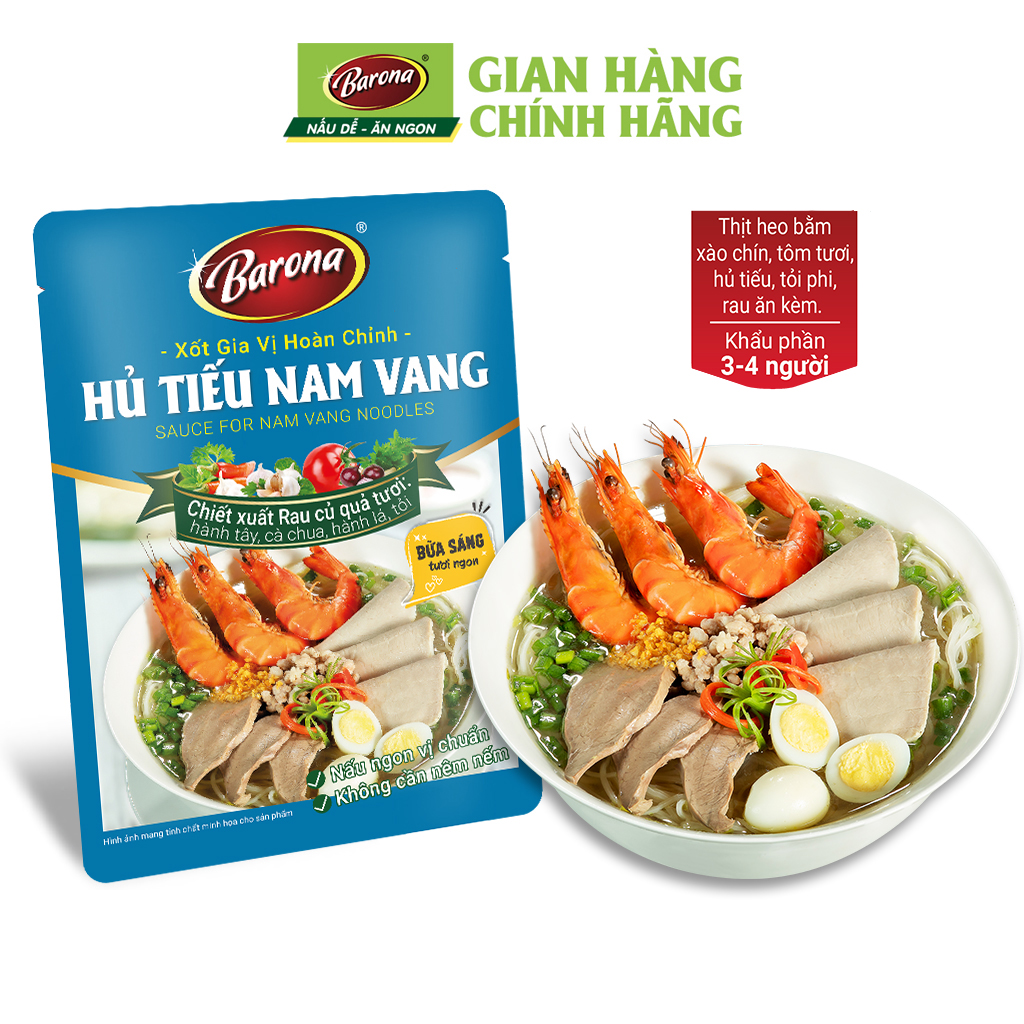 Combo 1 hộp (20 gói) Gia Vị Hủ Tiếu Nam Vang Barona 80g ướp ngon chuẩn vị không cần nêm nếm